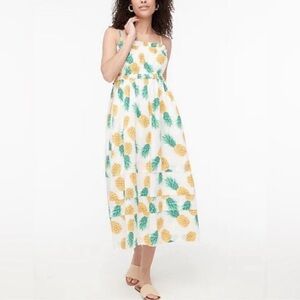 J Crew Pineapple Ruffle Maxi Dress Size 4 Summer Beachy Resort Square Neck Vaca